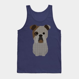 English Bulldog Ugly Christmas Sweater Knit Pattern Tank Top